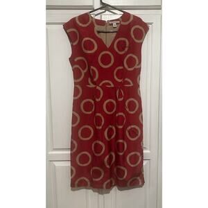 Banana Republic Silk Blend Sheath Dress Circle Geometric Dots Size 8 Tall Retro